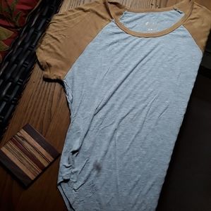 Comfy Grey and Mustard Baseball Tee